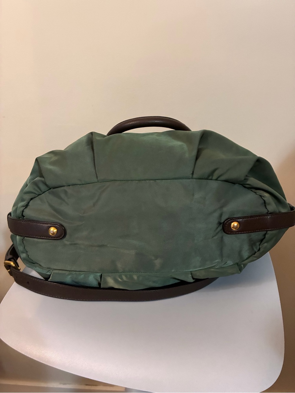 Prada Canapa Green Nylon Shoulder Bag 2 way ( authentic) - Picture 12 of 13